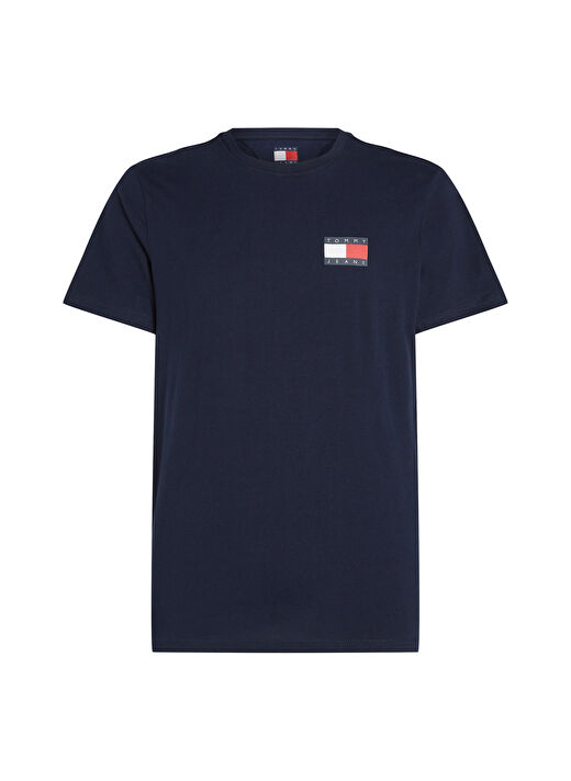 Tommy Jeans Koyu Lacivert Erkek Bisiklet Yaka Slim Fit T-Shirt DM0DM20740C1G TJM SLIM ESSNT FLG 1