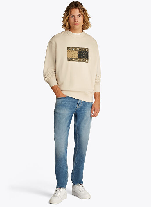 Tommy Hilfiger Bej Erkek Relaxed Sweatshirt DM0DM20832ACG TJM RLX PAISLEY FLG 1