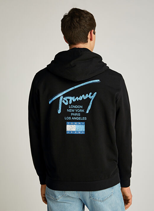 Tommy Jeans Siyah Erkek Fermuarlı Regular Fit Sweatshirt DM0DM21101BDS TJM REG SIG TWIST ZIP 4