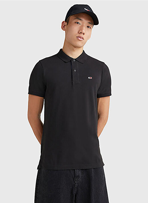 Tommy Jeans Siyah Erkek Polo Yaka Slim Fit Polo T-Shirt DM0DM15370BDS TJM SLIM PLACKET 2