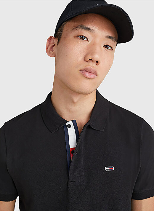 Tommy Jeans Siyah Erkek Polo Yaka Slim Fit Polo T-Shirt DM0DM15370BDS TJM SLIM PLACKET 3