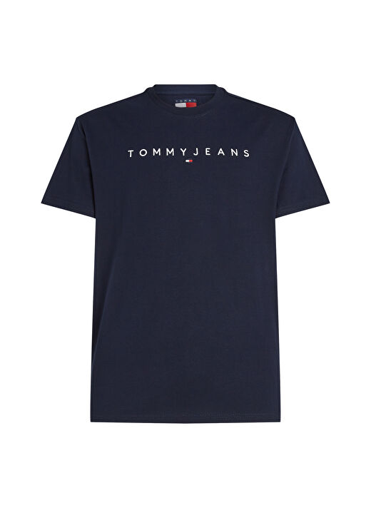 Tommy Jeans Koyu Lacivert Erkek Bisiklet Yaka Regular Fit T-Shirt DM0DM20744C1G TJM REG LINEAR LOGO 1
