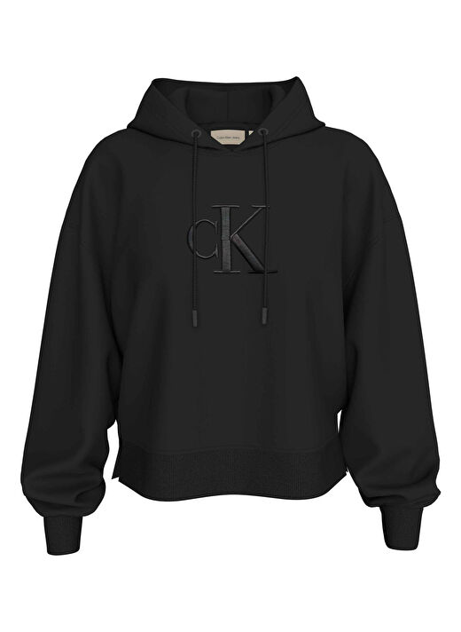 Calvin Klein Jeans Siyah Kadın Kapüşon Standart Baskılı Sweatshirt J20J224718BEH  2