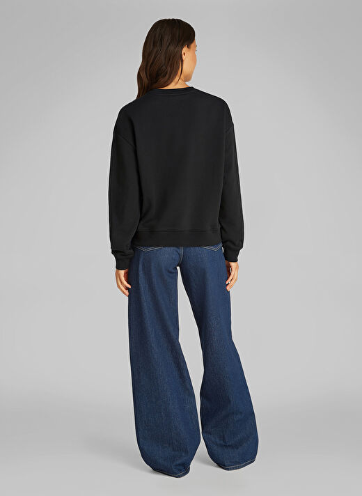 Calvin Klein Siyah Kadın Bisiklet Standart Düz Sweatshirt K20K208329BEH 4