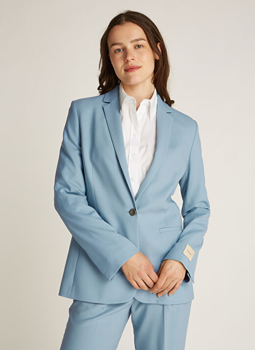 Calvin Klein Mavi Kadın Normal Düz Blazer K20K207632CAZ 2