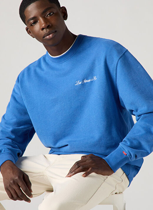 Levis Mavi Erkek Bisiklet Normal Baskılı Sweatshirt 000MS-0011_PREMIUM GRAPHIC CREW LEV  3