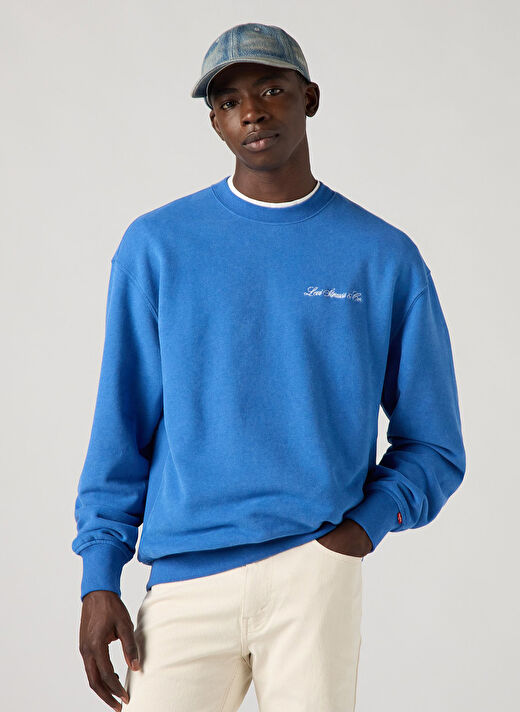 Levis Mavi Erkek Bisiklet Normal Baskılı Sweatshirt 000MS-0011_PREMIUM GRAPHIC CREW LEV  4
