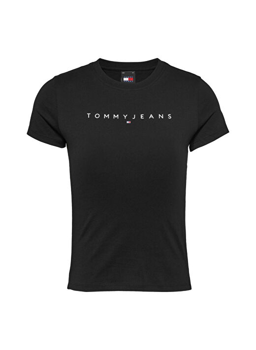 Tommy Jeans Siyah Kadın Slim Fit T-Shirt DW0DW18398BDS  1