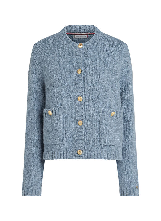 Tommy Hilfiger Mavi Kadın Normal Kazak WW0WW44473DY9 4