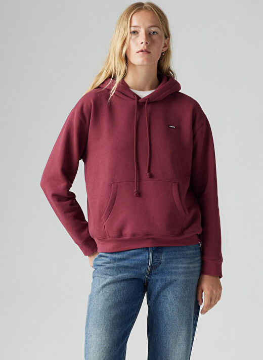 Levis Kırmızı Kadın Bisiklet Normal Düz Sweatshirt EVERYDAY HOODIE TR ZINFANDEL  1
