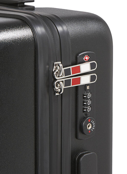 Tommy Hilfiger Siyah Unisex Çekçekli Sert Valiz TH CABIN SIZE SUITCASE 4