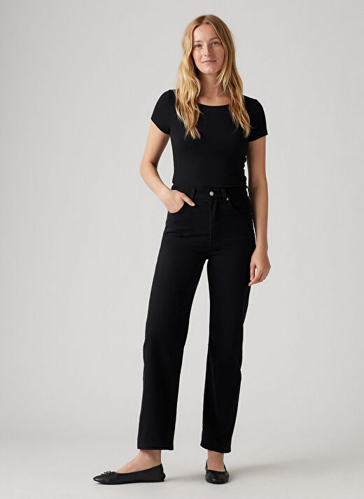 Levis Siyah Kadın Straight Denim Pantolon RIBCAGE STRAIGHT TK BLACK SPROUT 1