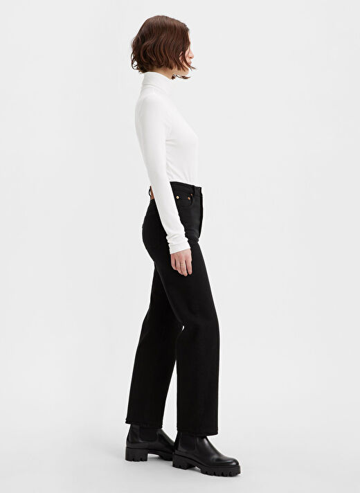 Levis Siyah Kadın Straight Denim Pantolon RIBCAGE STRAIGHT TK BLACK SPROUT 4