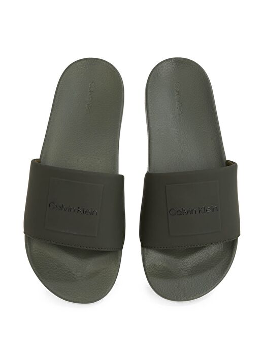 Calvin Klein Haki Erkek Plaj Terliği POOL SLIDE W/ CK SQUARE 4