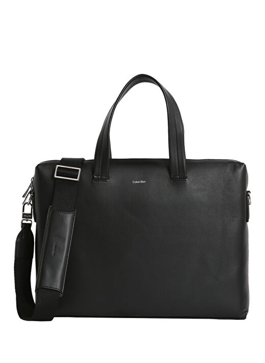 Calvin Klein Siyah Erkek Deri Laptop Çantası CK PREMIUM LEATHER  LAPTOP BAG 1