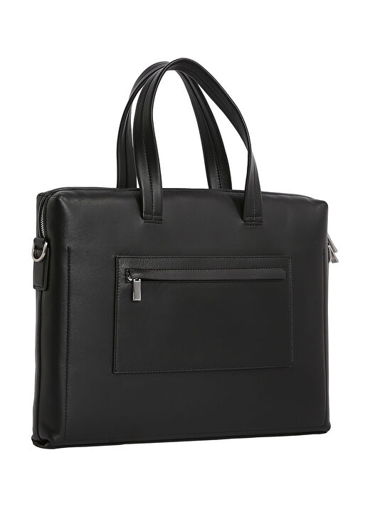 Calvin Klein Siyah Erkek Deri Laptop Çantası CK PREMIUM LEATHER  LAPTOP BAG 2
