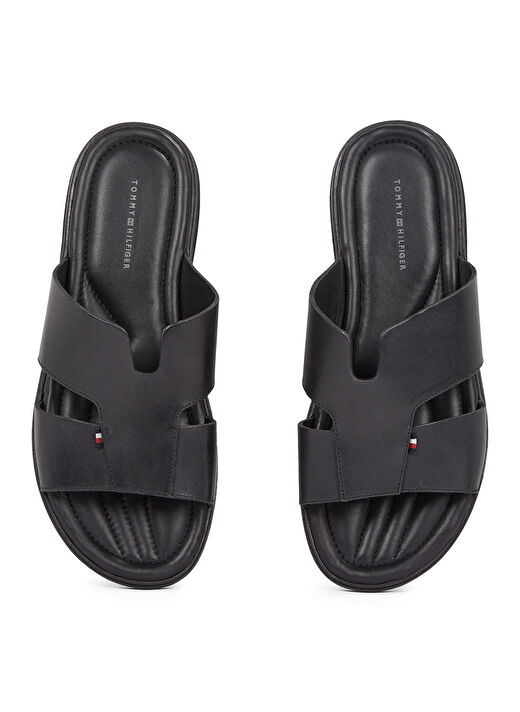 Tommy Hilfiger Siyah Erkek Deri Terlik PREMIUM HILFIGER SLIPON LH SAND 4