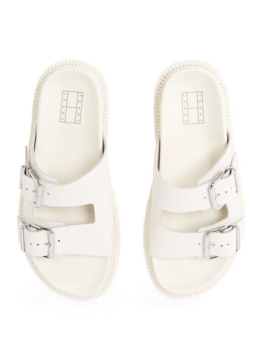 Tommy Hilfiger Beyaz Kadın Deri Terlik EN0EN02753 4