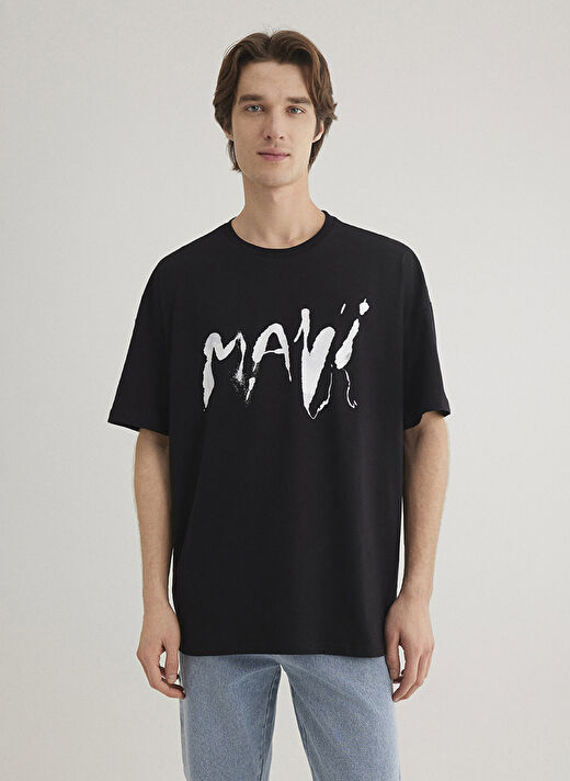 Mavi Siyah Erkek Oversize Baskılı T-Shirt M0612469-900 3