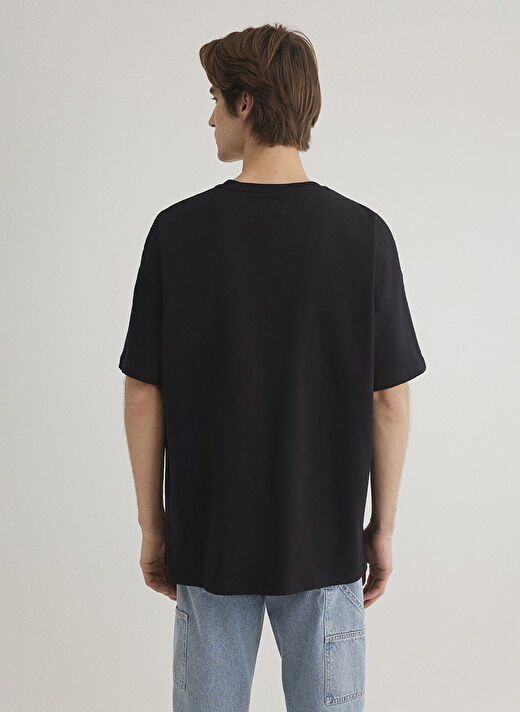 Mavi Siyah Erkek Oversize Baskılı T-Shirt M0612469-900 4