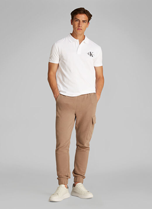 Calvin Klein Jeans Beyaz Erkek Polo T-Shirt J30J325664YAF MONOLOGO POLO 1
