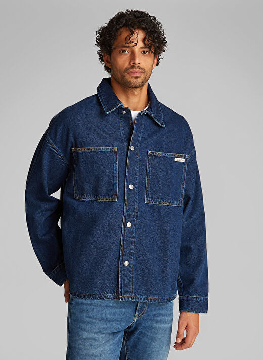 Calvin Klein Jeans Mavi Erkek  Relaxed Denim Ceket J30J3265511BJ 2
