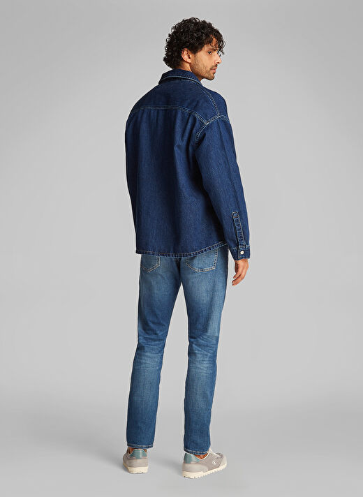 Calvin Klein Jeans Mavi Erkek  Relaxed Denim Ceket J30J3265511BJ 4