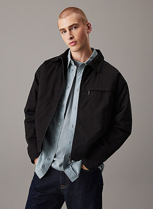 Calvin Klein Jeans Siyah Erkek Standart Fit Ceket J30J326713BEH ZIP JACKET 1
