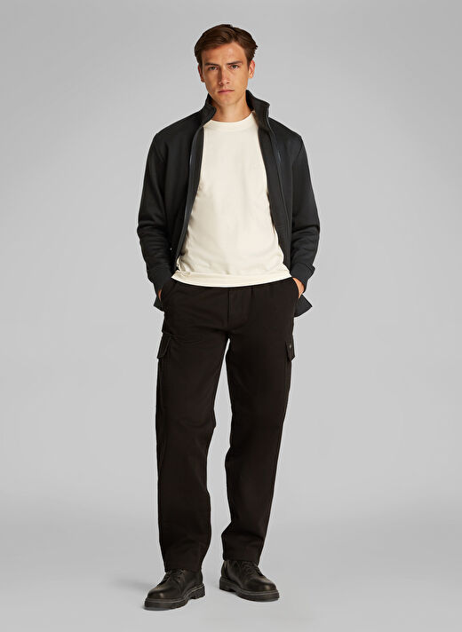 Calvin Klein Jeans Siyah Erkek Fermuarlı Sweatshirt J30J326778BEH LOGO TAPE ZIP THROUGH 1