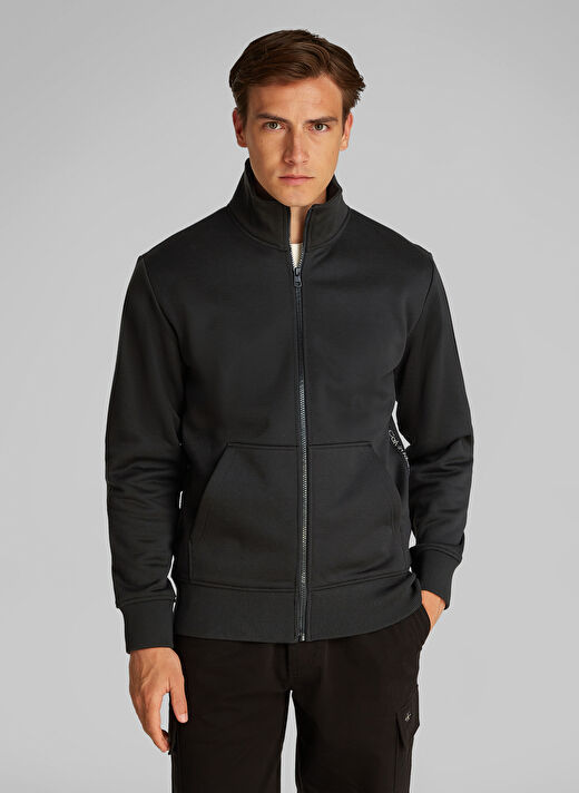 Calvin Klein Jeans Siyah Erkek Fermuarlı Sweatshirt J30J326778BEH LOGO TAPE ZIP THROUGH 2