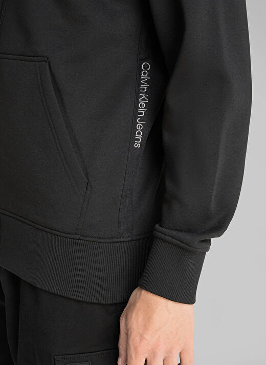 Calvin Klein Jeans Siyah Erkek Fermuarlı Sweatshirt J30J326778BEH LOGO TAPE ZIP THROUGH 3