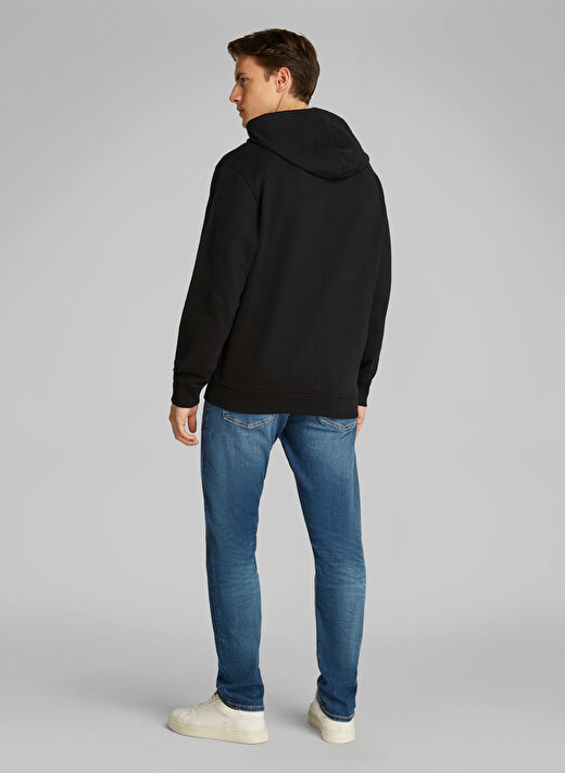 Calvin Klein Jeans Siyah Erkek Fermuarlı Sweatshirt J30J326858BEH WOVEN LABEL ZIP THRUH 4