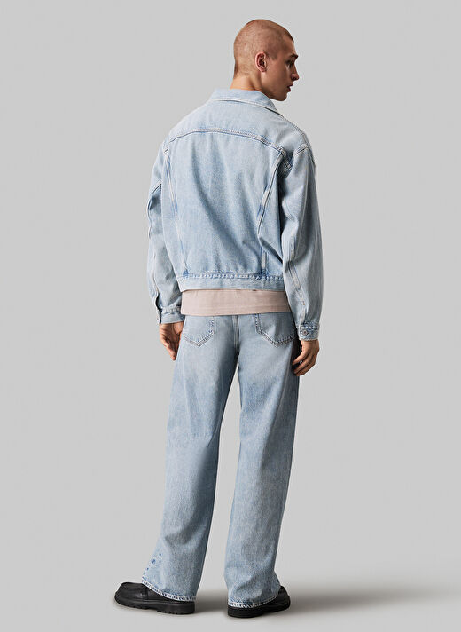 Calvin Klein Jeans Açık Mavi Erkek  Relaxed Denim Ceket J30J3265561AA 4