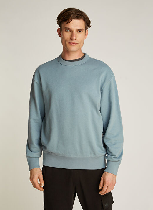 Calvin Klein Jeans Açık Gri Erkek Sweatshirt J30J326769PC2 TEXTURED CREPE JERSEY 2