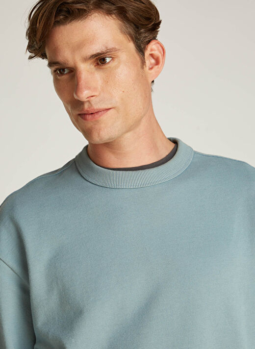 Calvin Klein Jeans Açık Gri Erkek Sweatshirt J30J326769PC2 TEXTURED CREPE JERSEY 3
