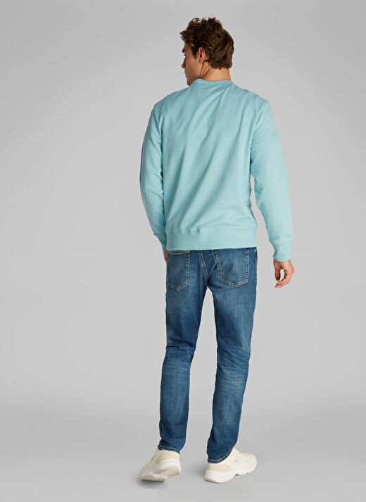 Calvin Klein Jeans Mavi Erkek Sweatshirt J30J327115MR5 WOVEN LABEL CREW NECK 4