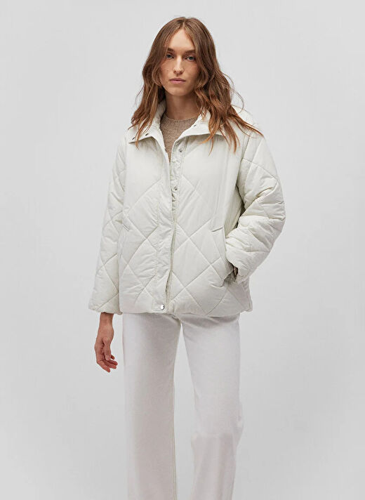 Mavi Kırık Beyaz Kadın Loose Fit Mont M1110459-86412_KADIN CEKET 2