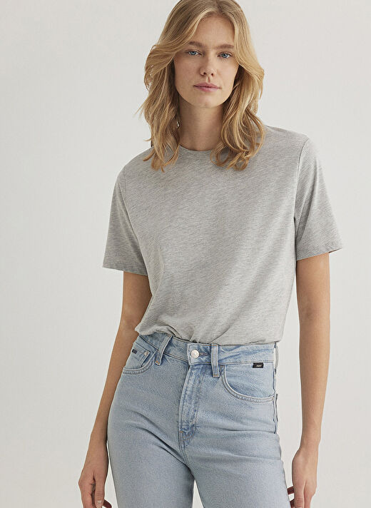 Mavi Gri Kadın Regular Fit T-Shirt M1600955-83096_YUVARLAK YAKA TİŞÖRT  2
