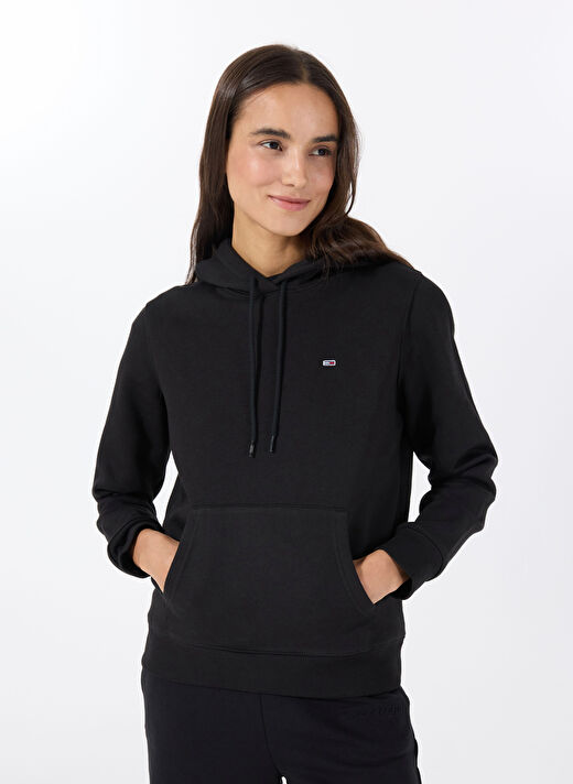 Tommy Jeans Siyah Kadın Kapüşon Normal Sweatshirt DW0DW19958BDS 3
