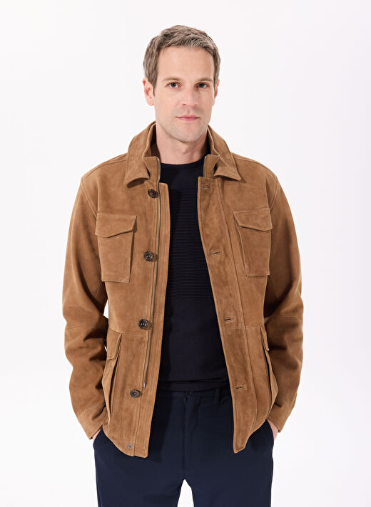 Hackett Deve Tüyü Erkek Slim Fit Deri Mont HM403231 3