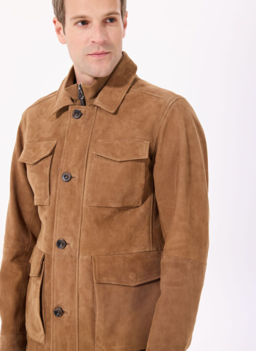 Hackett Deve Tüyü Erkek Slim Fit Deri Mont HM403231 4