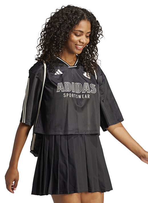 adidas JG4097 W TIRO Q2 BF T Siyah Yuvarlak Yaka Oversize Baskılı Kadın T-Shirt 2