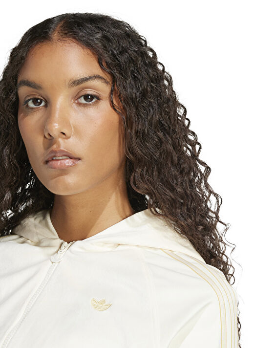 Adidas Kırık Beyaz Kadın Düz Zip Ceket JI5670 VELOUR ZIP TT 2