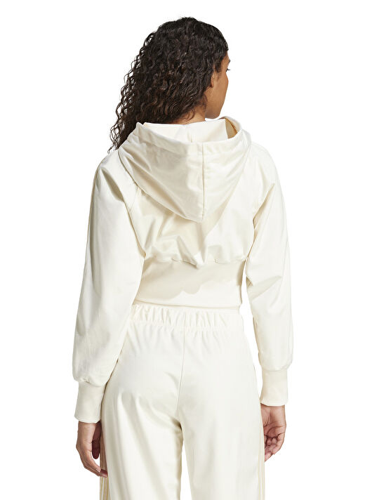 Adidas Kırık Beyaz Kadın Düz Zip Ceket JI5670 VELOUR ZIP TT 4