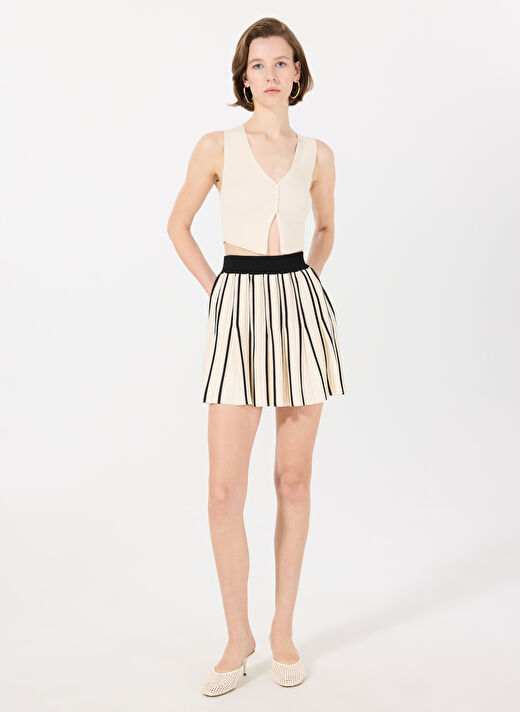Guess Beyaz Kadın Pilise Desenli Etek V5GD00Z3D60G1O6 SWEATER SKIRT 2