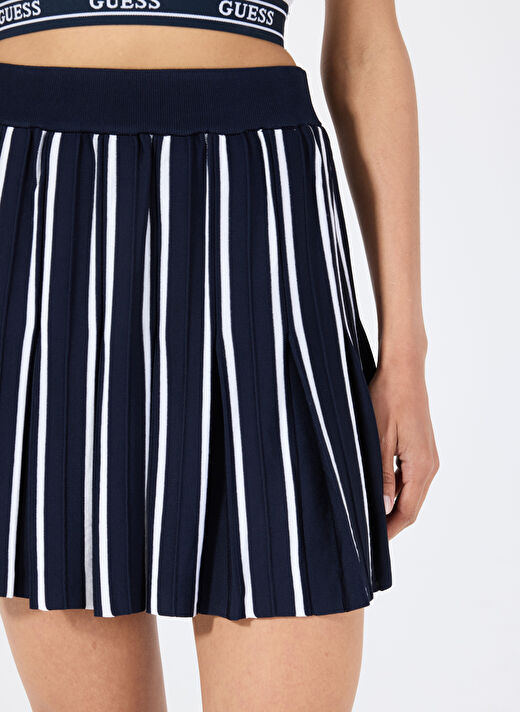 Guess Lacivert Kadın Pilise Desenli Etek V5GD00Z3D60A71W SWEATER SKIRT 4