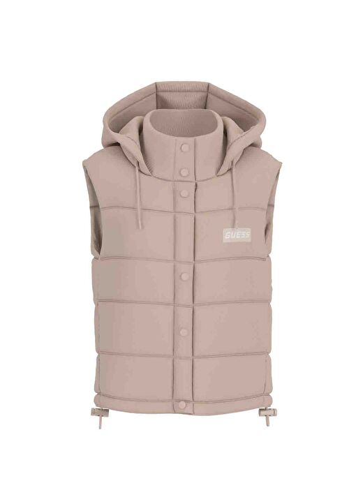 Guess V4RL02WFYE2G1L9 BREANA VEST Kahve Kapüşon Yaka Standart Fit Desenli Kadın Yelek 1