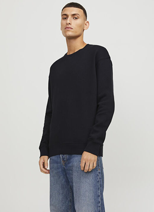 Jack & Jones Siyah Erkek Bisiklet Rahat Sweatshirt 12208182_JJESTAR BASIC SWEAT CREW N  3
