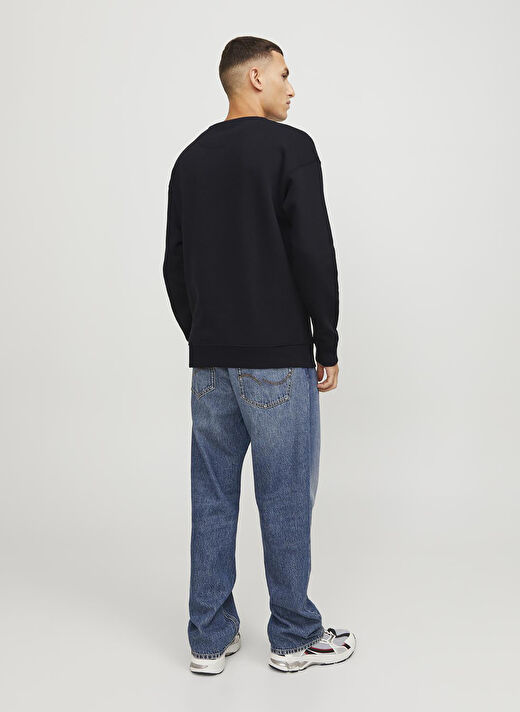 Jack & Jones Siyah Erkek Bisiklet Rahat Sweatshirt 12208182_JJESTAR BASIC SWEAT CREW N  4
