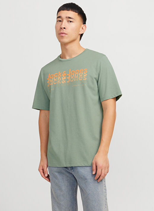 Jack & Jones Yeşil Erkek Standart T-Shirt 12269335_JJTEX TEE SS CREW NECK 3